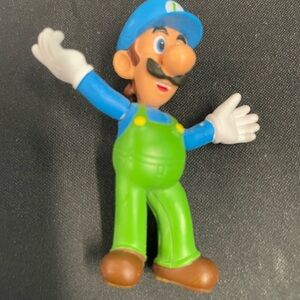 Luigi blue hat Super Mario Bros figurine plastic